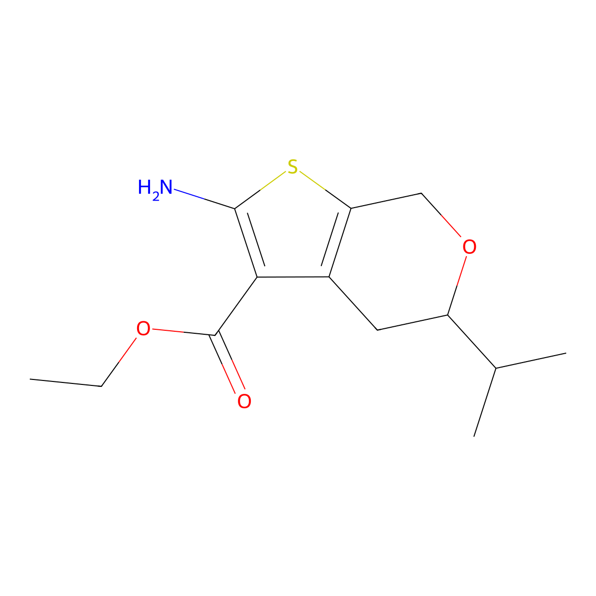 ethyl 2-amino-5-isopropyl-4,7-dihydro-5H-thieno[2,3-c]pyran-3-carboxylate molecular structure, CAS 118005-46-2