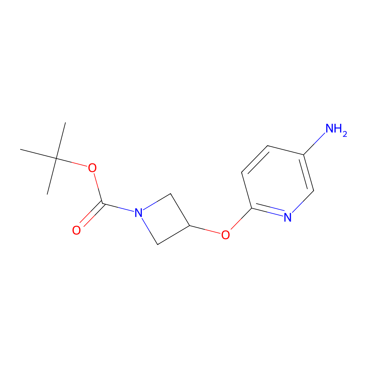Tert-butyl 3-((5-aminopyridin-2-yl)oxy)azetidine-1-carboxylate molecular structure, CAS 1180133-63-4