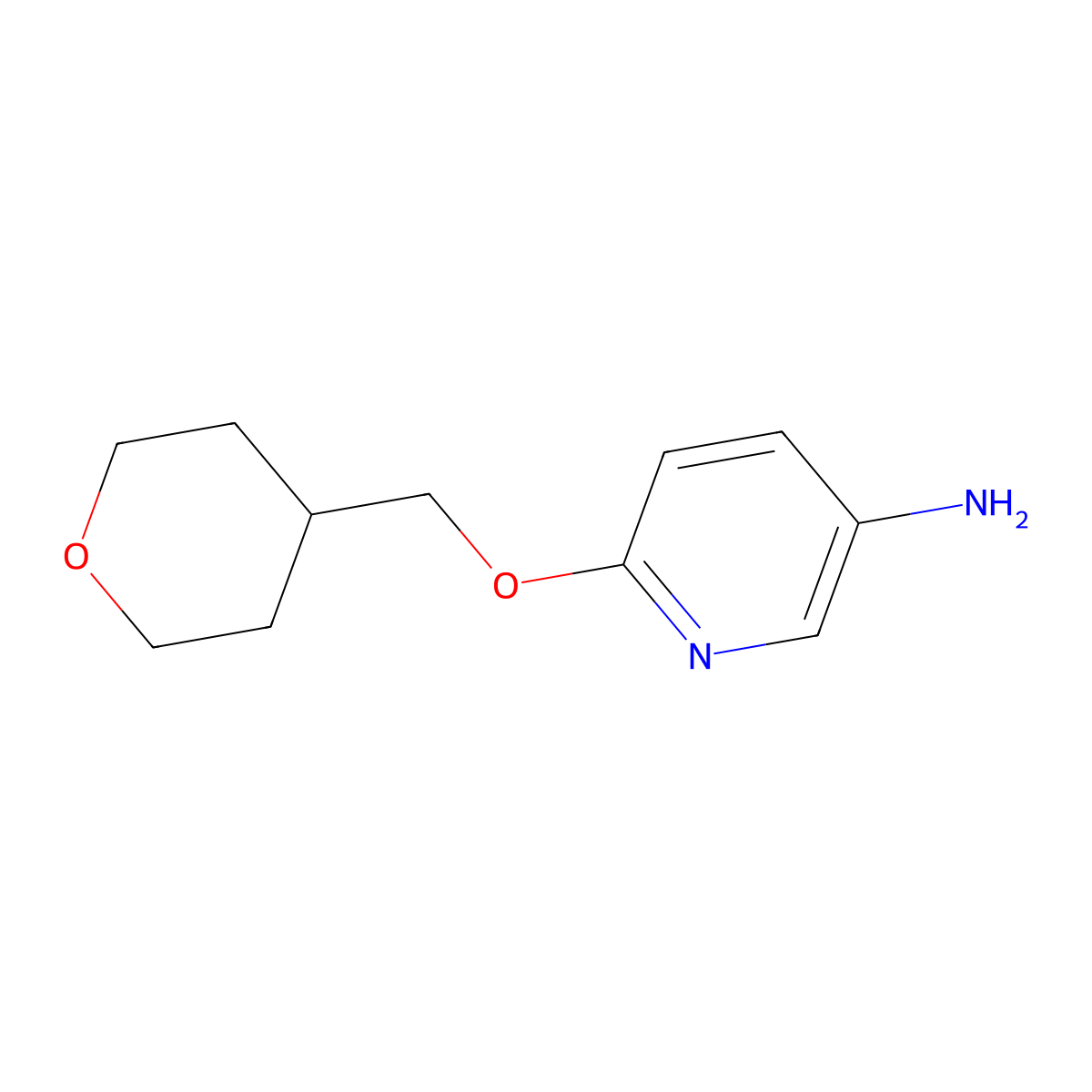 6-(Tetrahydro-2H-pyran-4-ylmethoxy)pyridin-3-amine molecular structure, CAS 1180133-66-7