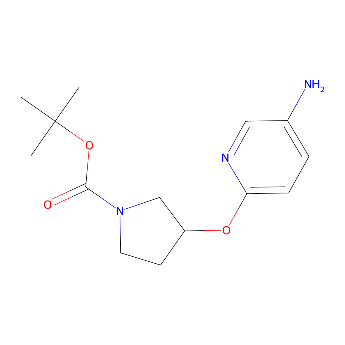 Tert-butyl 3-(5-aminopyridin-2-yloxy)pyrrolidine-1-carboxylate molecular structure, CAS 1180133-71-4
