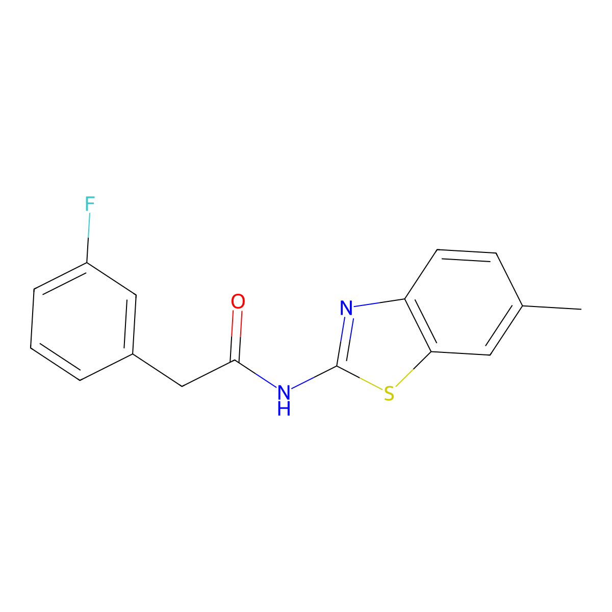 2-(3-fluorophenyl)-N-(6-methyl-1,3-benzothiazol-2-yl)acetamide molecular structure, CAS 1180151-24-9