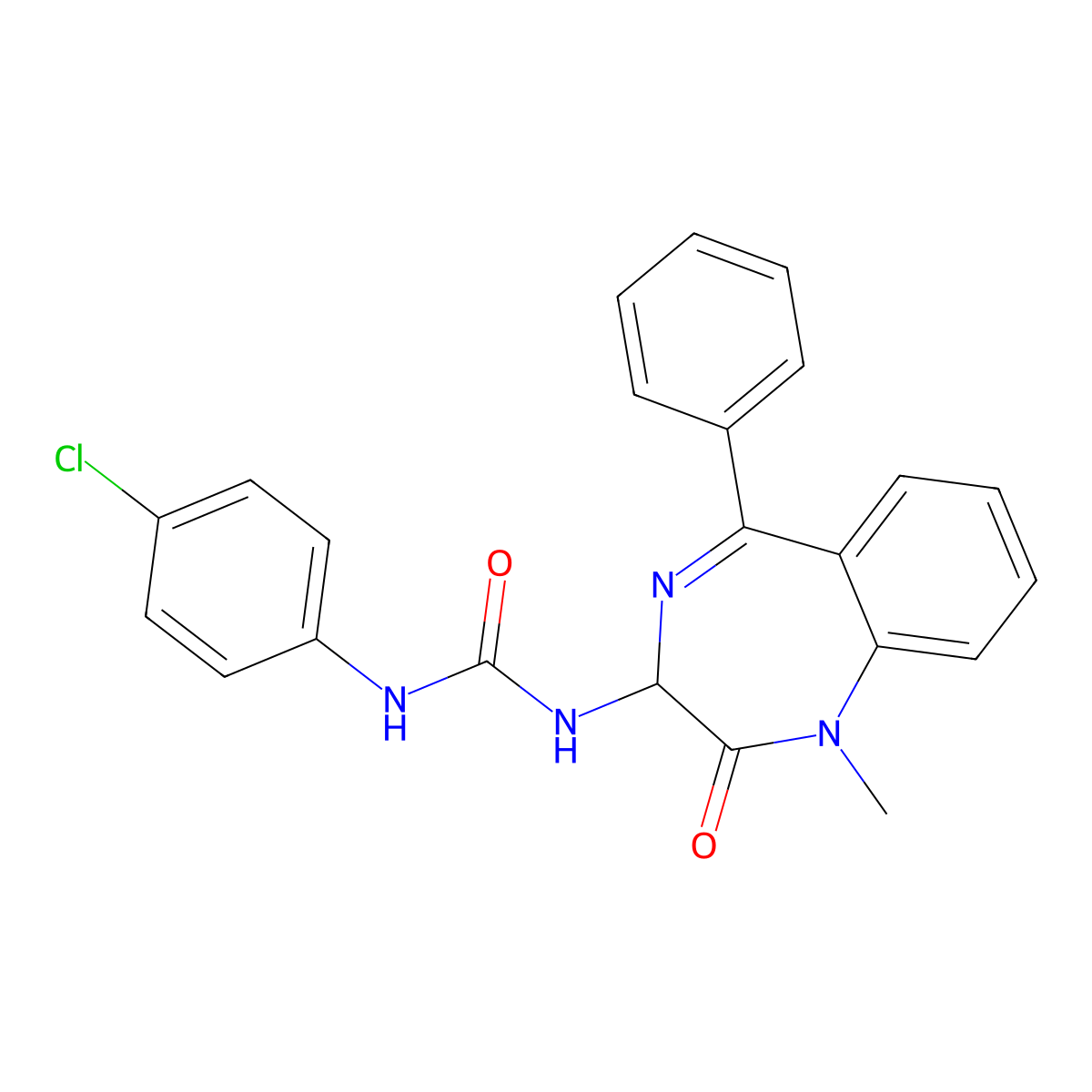1-(4-chlorophenyl)-3-(1-methyl-2-oxo-5-phenyl-2,3-dihydro-1H-1,4-benzodiazepin-3-yl)urea molecular structure, CAS 118018-41-0