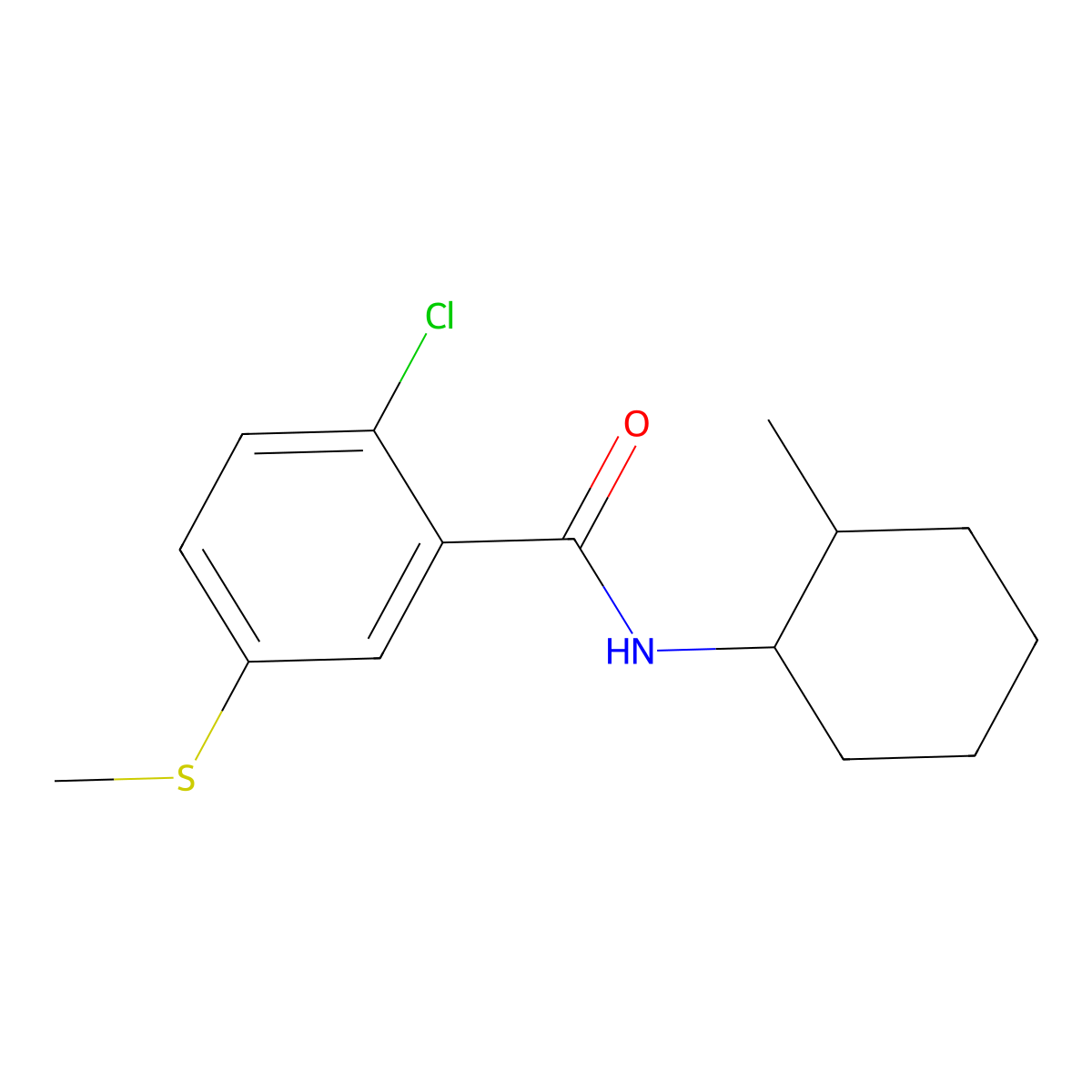2-Chloro-N-(2-methylcyclohexyl)-5-(methylthio)benzamide molecular structure, CAS 1180199-29-4