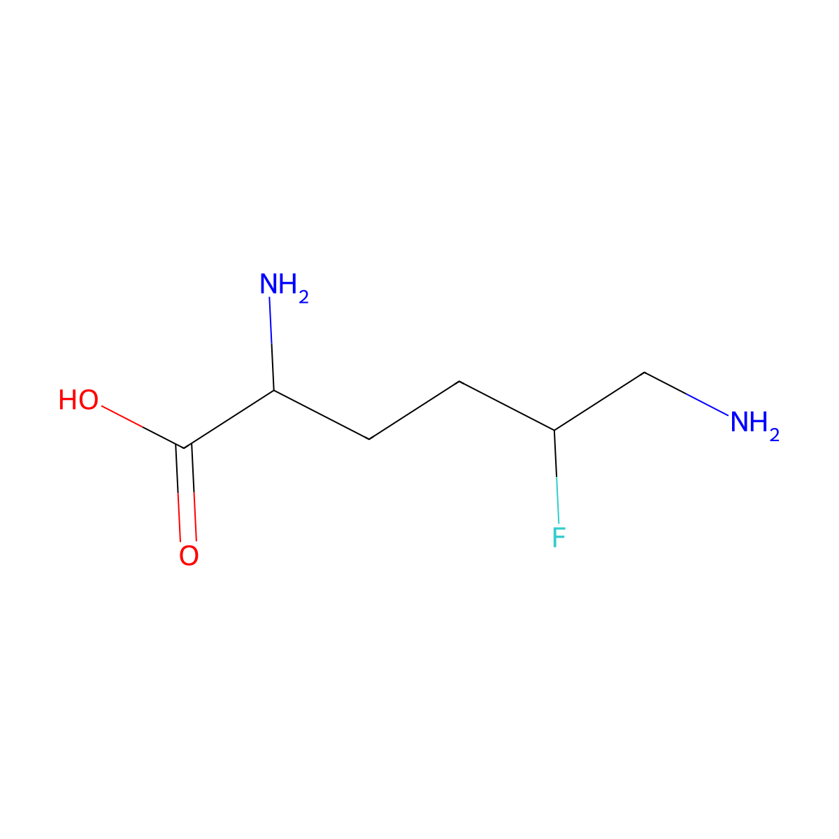 (2S)-2,6-diamino-5-fluorohexanoic acid molecular structure, CAS 118021-33-3