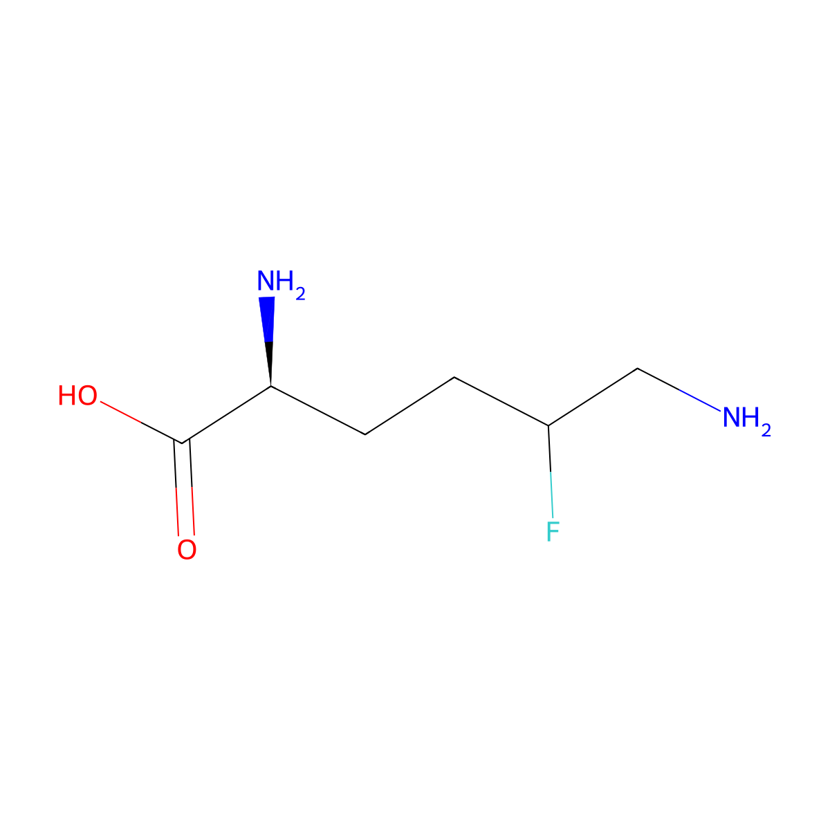 (2S)-2,6-diamino-5-fluorohexanoic acid molecular structure, CAS 118021-33-3