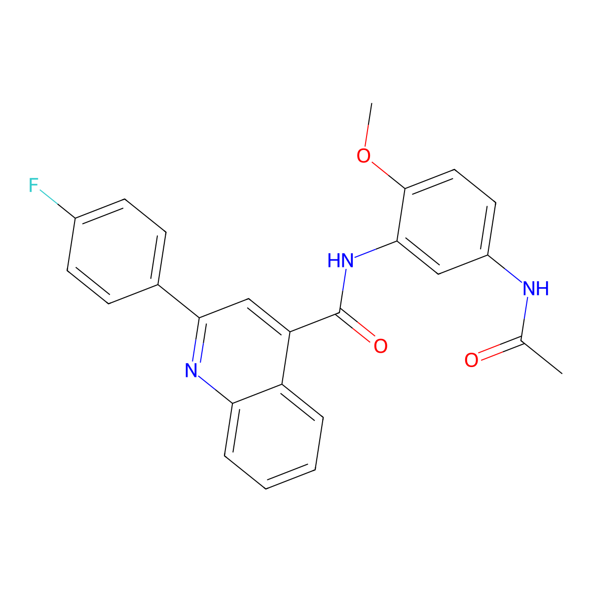 N-[5-(acetylamino)-2-methoxyphenyl]-2-(4-fluorophenyl)quinoline-4-carboxamide molecular structure, CAS 1180294-24-9