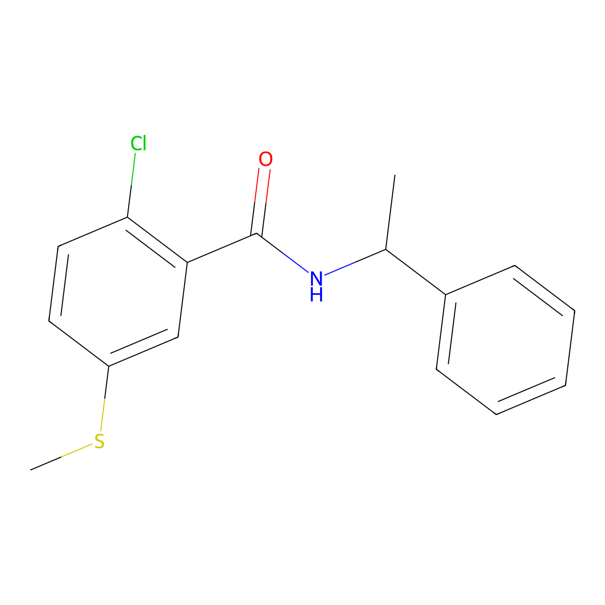 2-Chloro-5-(methylthio)-N-(1-phenylethyl)benzamide molecular structure, CAS 1180298-58-1