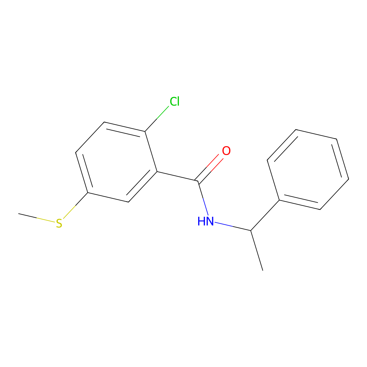 2-Chloro-5-(methylthio)-N-(1-phenylethyl)benzamide molecular structure, CAS 1180298-58-1