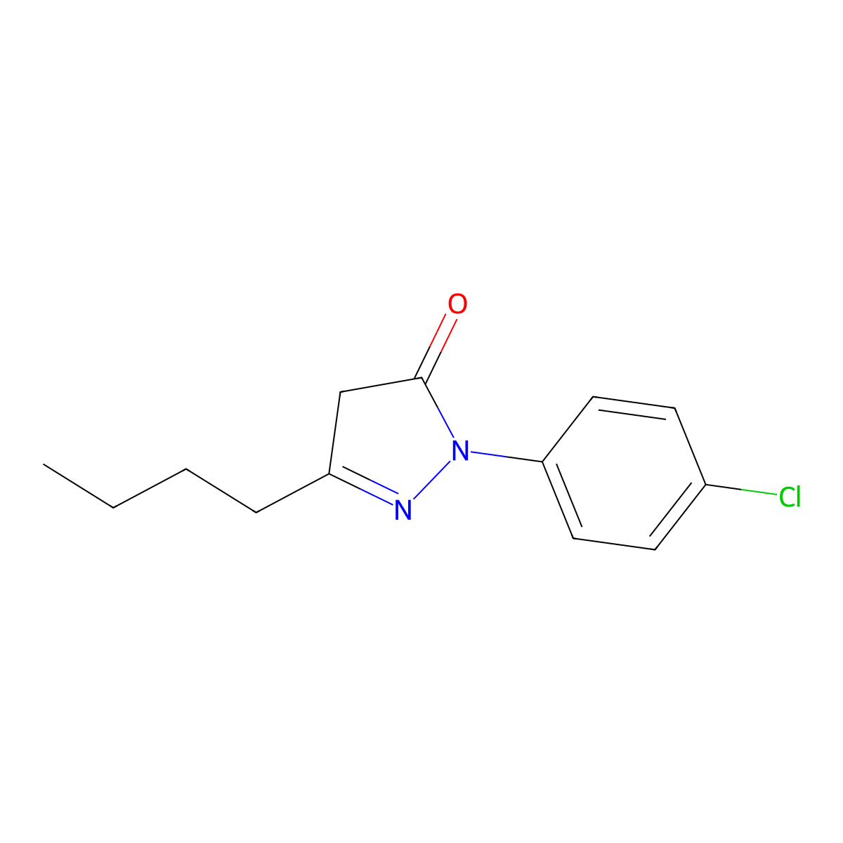 3-Butyl-1-(4-chlorophenyl)-4,5-dihydro-1H-pyrazol-5-one molecular structure, CAS 118048-90-1
