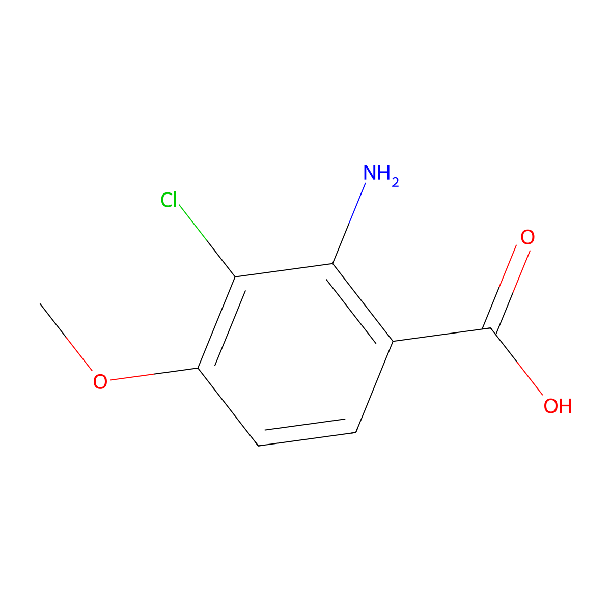 2-Amino-3-chloro-4-methoxybenzoic acid molecular structure, CAS 1180495-74-2