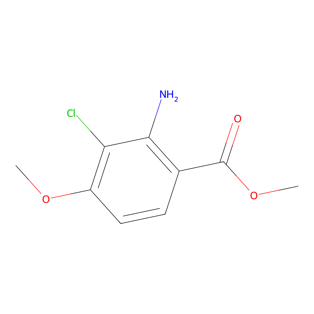 Methyl 2-amino-3-chloro-4-methoxybenzoate molecular structure, CAS 1180495-75-3