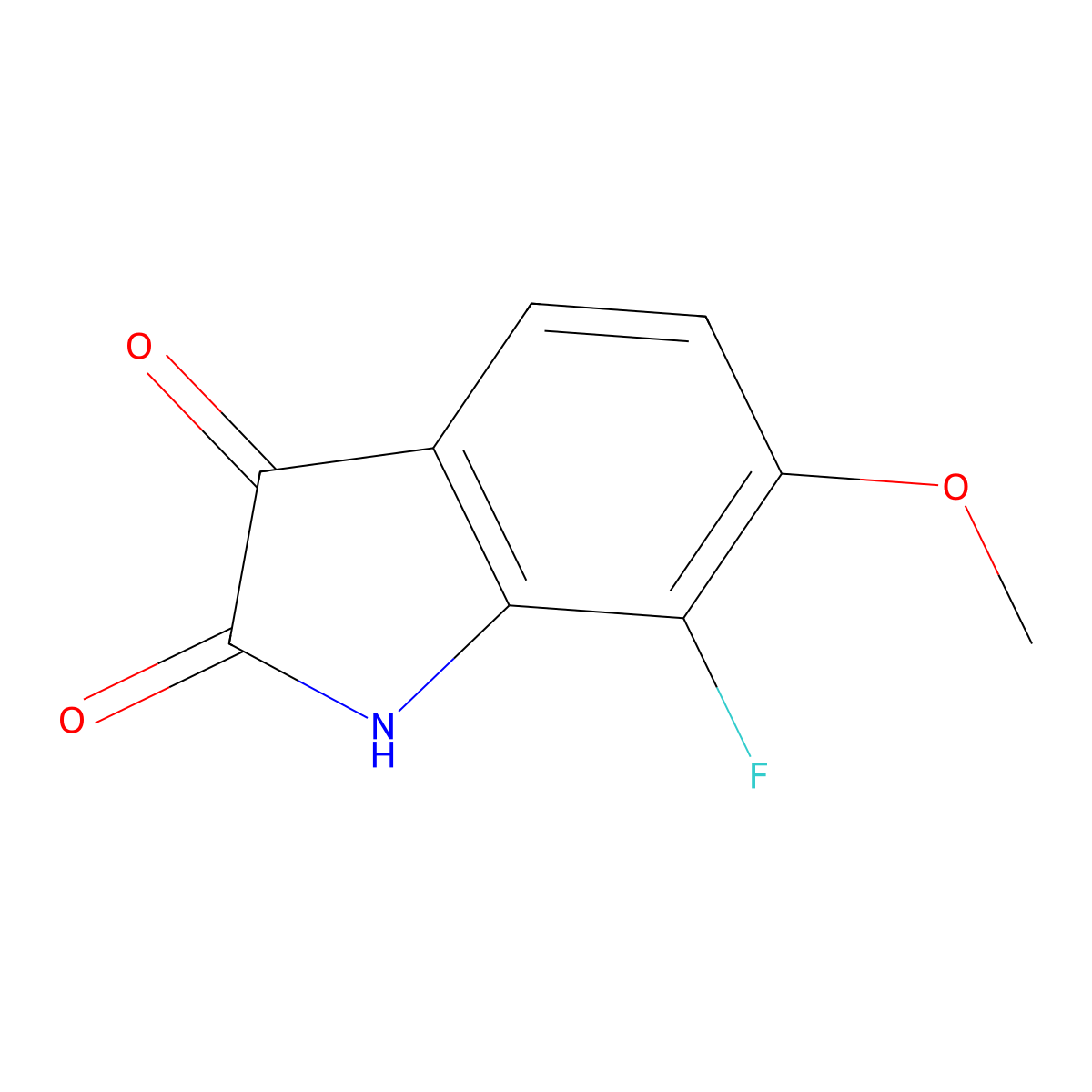 7-fluoro-6-methoxy-2,3-dihydro-1H-indole-2,3-dione molecular structure, CAS 1180497-43-1