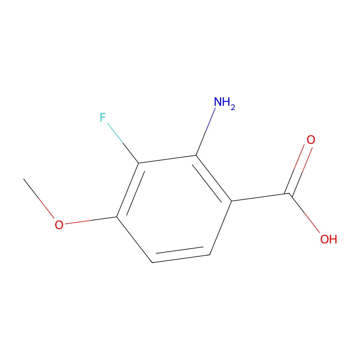 2-Amino-3-fluoro-4-methoxybenzoic acid molecular structure, CAS 1180497-45-3