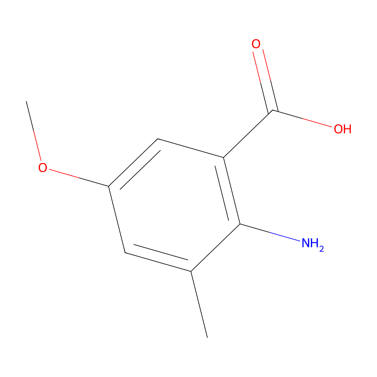 2-Amino-5-methoxy-3-methylbenzoic acid molecular structure, CAS 1180497-46-4