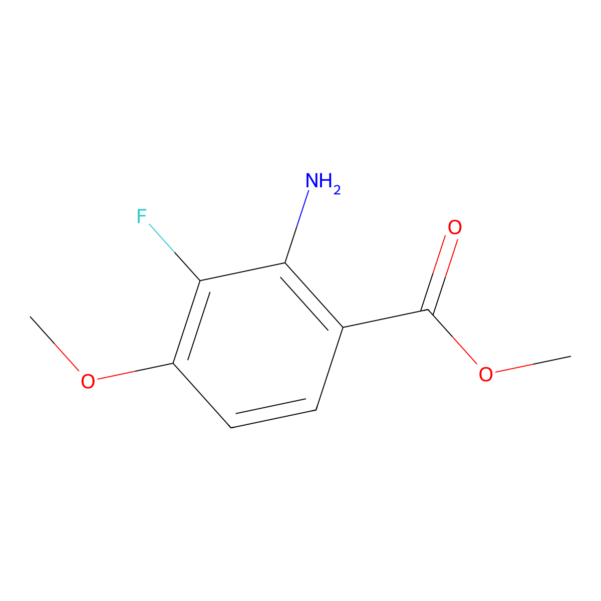 Methyl 2-amino-3-fluoro-4-methoxybenzoate molecular structure, CAS 1180497-48-6