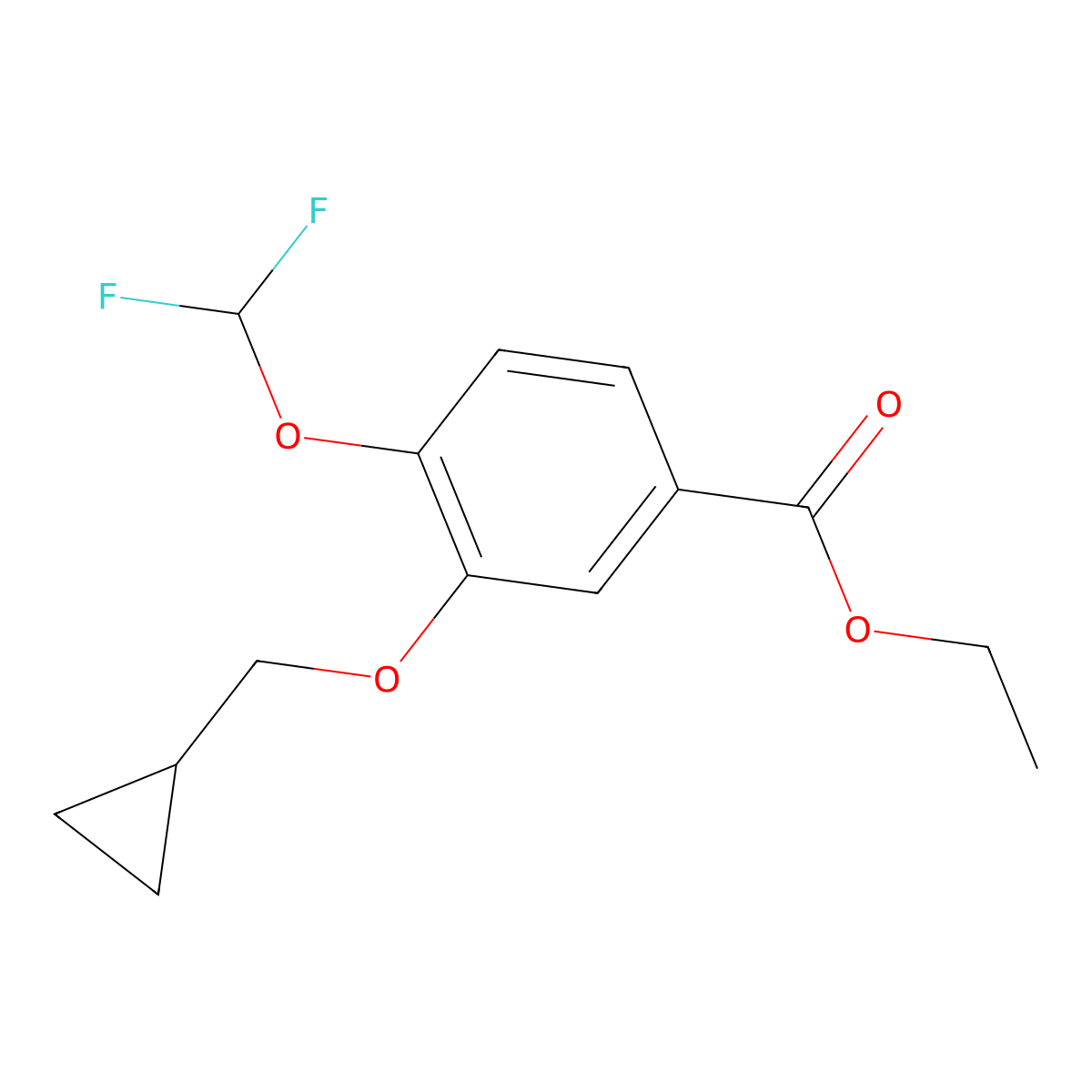 Ethyl 3-(cyclopropylmethoxy)-4-(difluoromethoxy)benzoate molecular structure, CAS 1180526-15-1