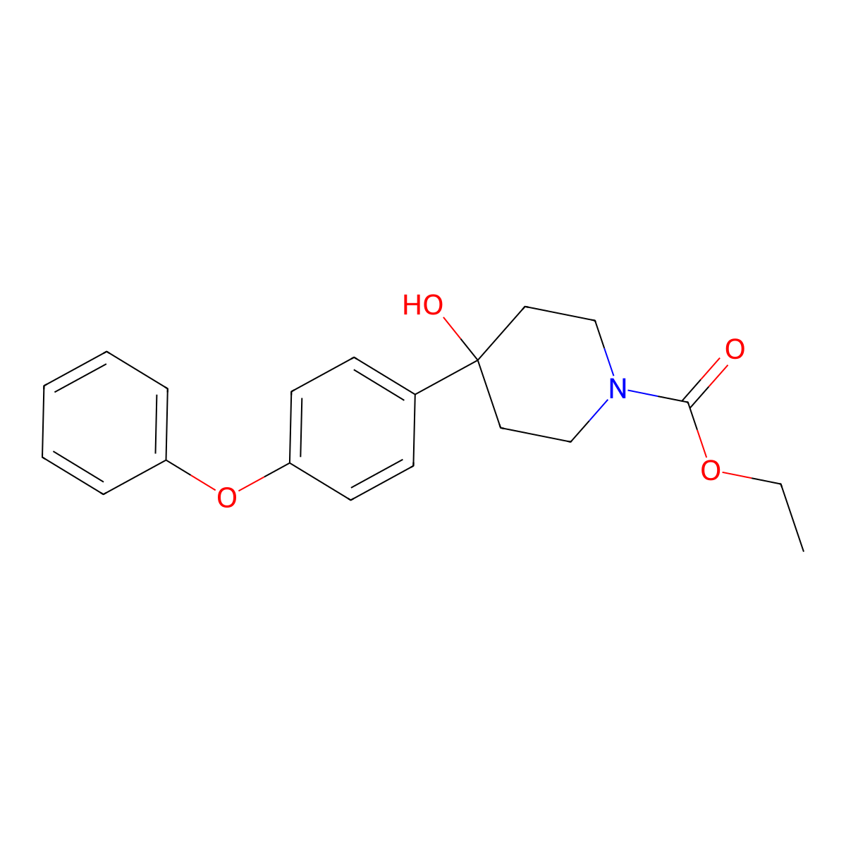 4-Hydroxy-4-(4-phenoxy-phenyl)-piperidine-1-carboxylic acid ethyl ester molecular structure, CAS 1180526-24-2
