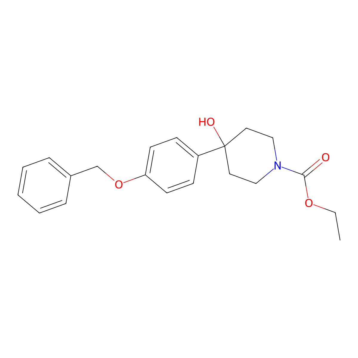 4-(4-Benzyloxy-phenyl)-4-hydroxy-piperidine-1-carboxylic acid ethyl ester molecular structure, CAS 1180526-26-4