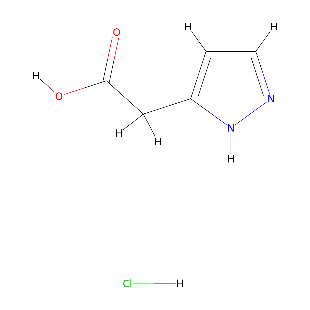 2-(1H-pyrazol-5-yl)acetic acid hydrochloride molecular structure, CAS 118054-57-2