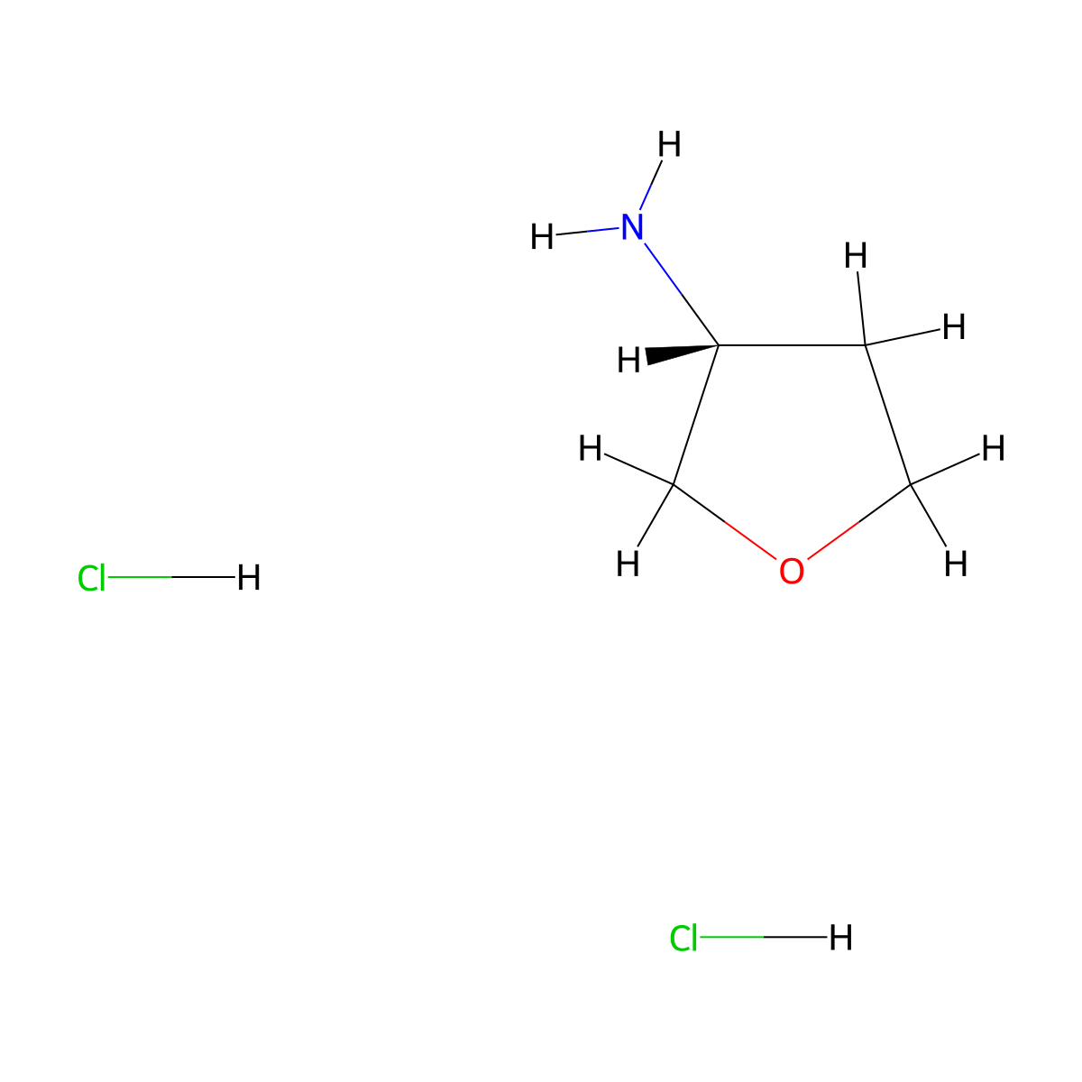 (R)-Tetrahydrofuran-3-amine dihydrochloride molecular structure, CAS 1180558-14-8