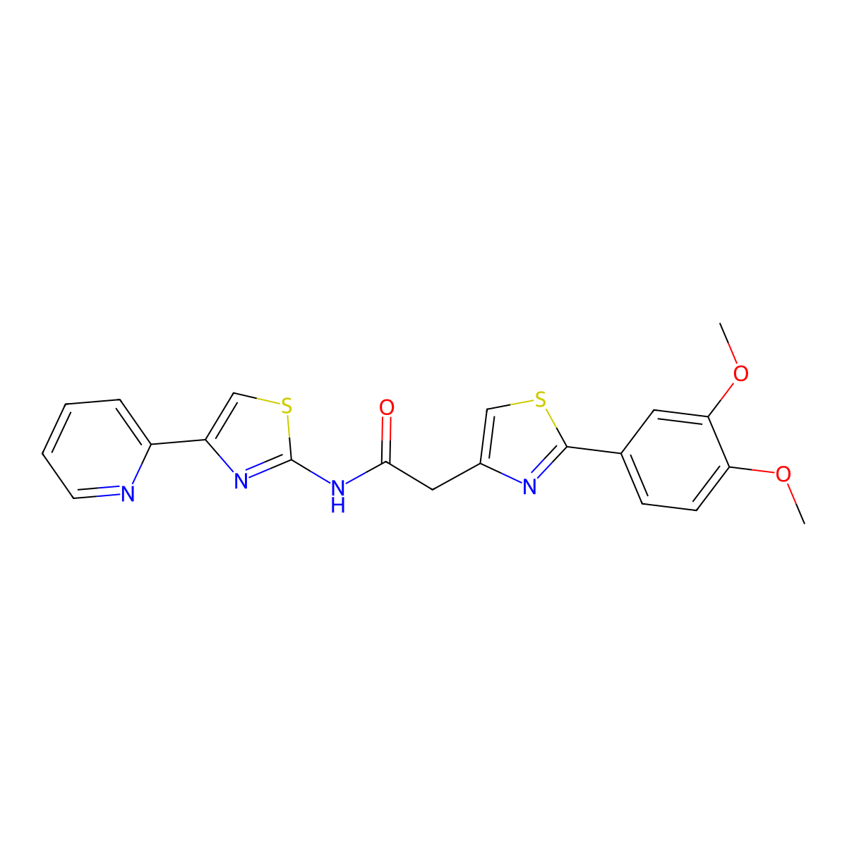 2-(2-(3,4-dimethoxyphenyl)thiazol-4-yl)-N-(4-(pyridin-2-yl)thiazol-2-yl)acetamide molecular structure, CAS 1180568-35-7