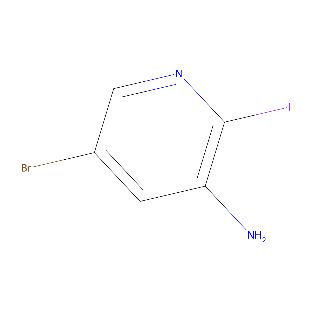 5-Bromo-2-iodopyridin-3-amine molecular structure, CAS 1180678-40-3