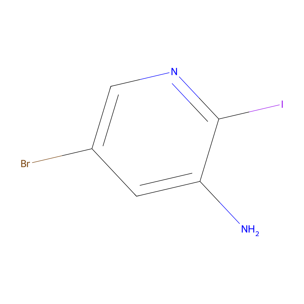 5-Bromo-2-iodopyridin-3-amine molecular structure, CAS 1180678-40-3