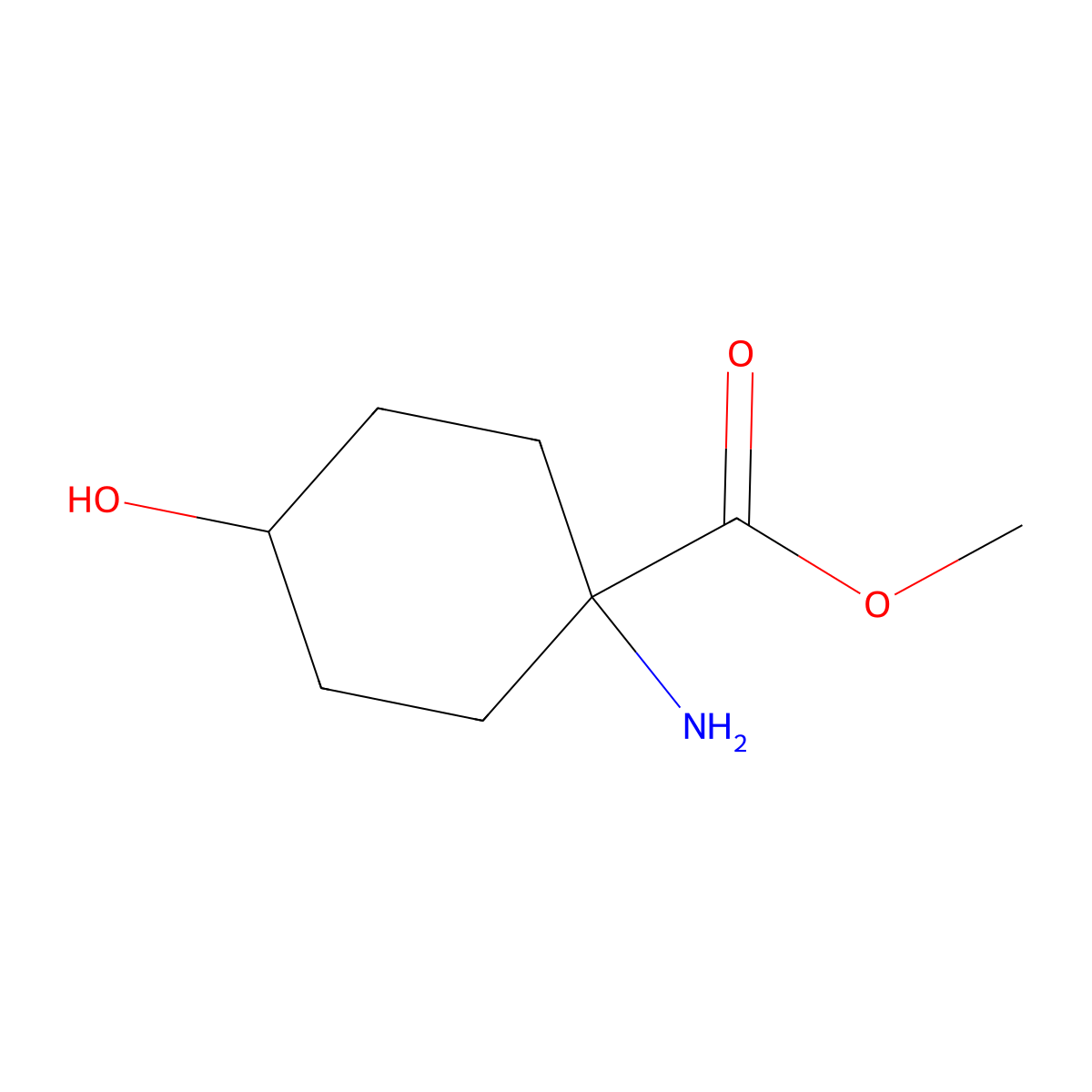 Methyl 1-amino-4-hydroxycyclohexane-1-carboxylate molecular structure, CAS 1180743-65-0