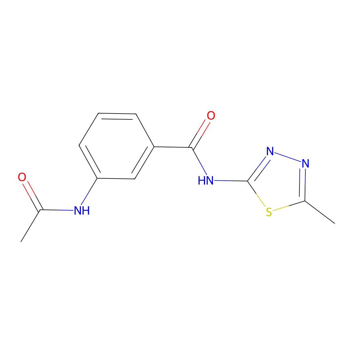 3-acetamido-N-(5-methyl-1,3,4-thiadiazol-2-yl)benzamide molecular structure, CAS 1180745-73-6