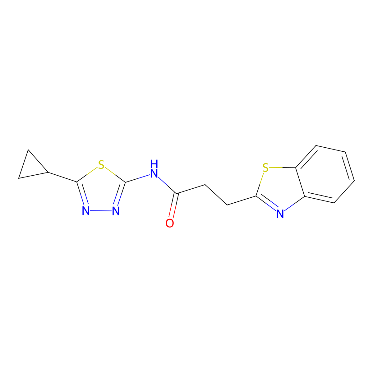 3-(benzo[d]thiazol-2-yl)-N-(5-cyclopropyl-1,3,4-thiadiazol-2-yl)propanamide molecular structure, CAS 1180775-71-6