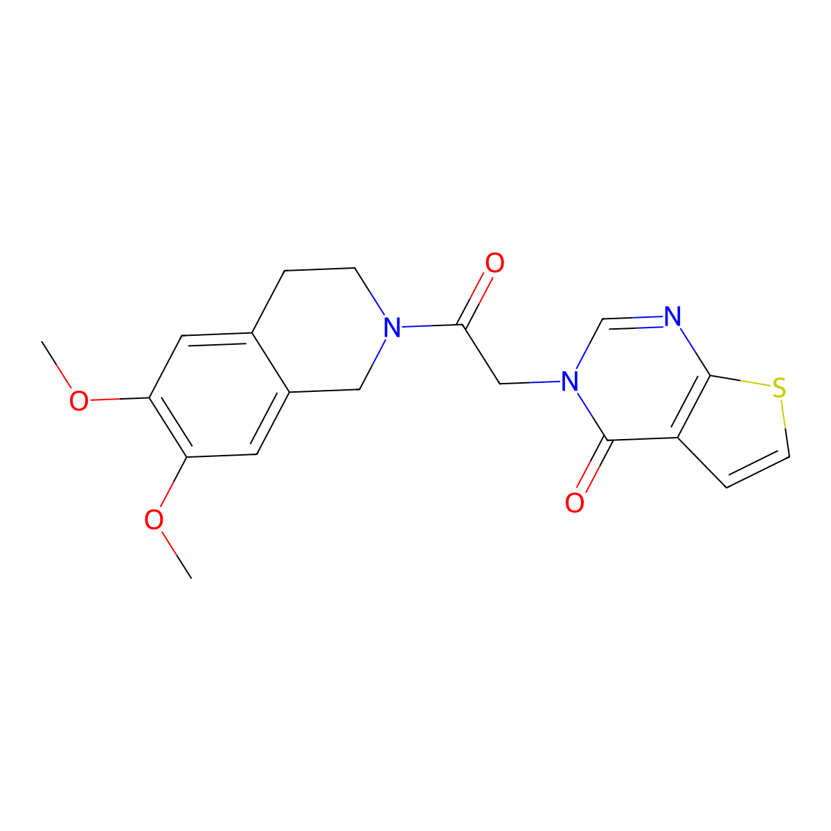 3-[2-(6,7-dimethoxy-3,4-dihydroisoquinolin-2(1H)-yl)-2-oxoethyl]thieno[2,3-d]pyrimidin-4(3H)-one molecular structure, CAS 1180783-72-5