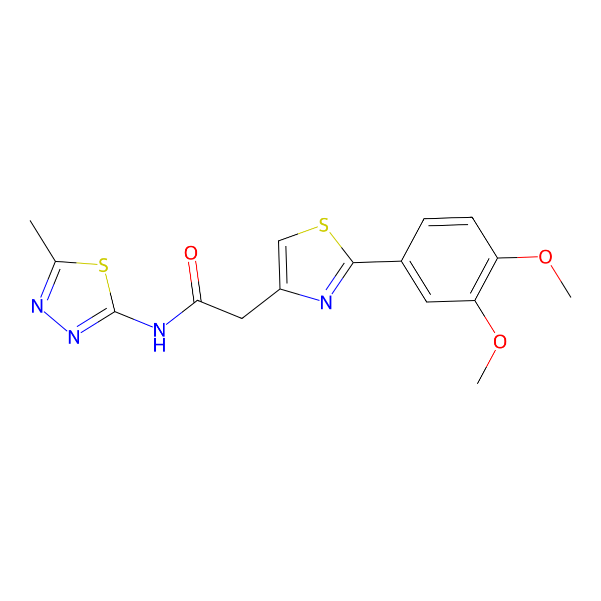 2-[2-(3,4-dimethoxyphenyl)-1,3-thiazol-4-yl]-N-[(2Z)-5-methyl-1,3,4-thiadiazol-2(3H)-ylidene]acetamide molecular structure, CAS 1180788-54-8
