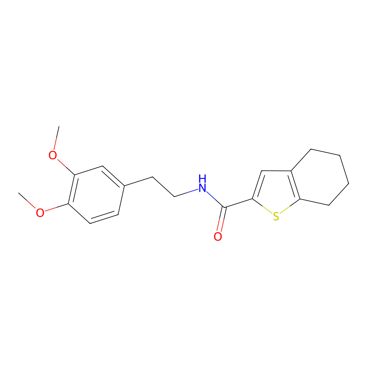 N-[2-(3,4-dimethoxyphenyl)ethyl]-4,5,6,7-tetrahydro-1-benzothiophene-2-carboxamide molecular structure, CAS 1180815-04-6