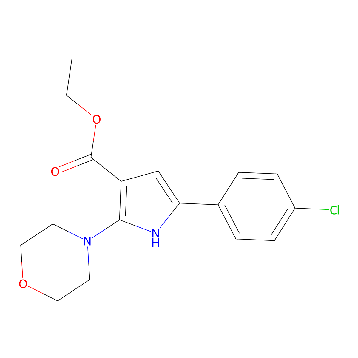 Ethyl 5-(4-chlorophenyl)-2-morpholin-4-ylpyrrole-3-carboxylate molecular structure, CAS 118082-64-7
