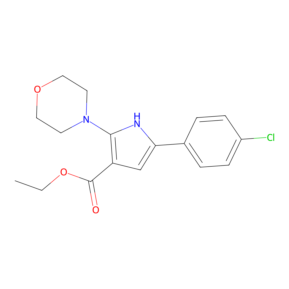 Ethyl 5-(4-chlorophenyl)-2-morpholin-4-ylpyrrole-3-carboxylate molecular structure, CAS 118082-64-7