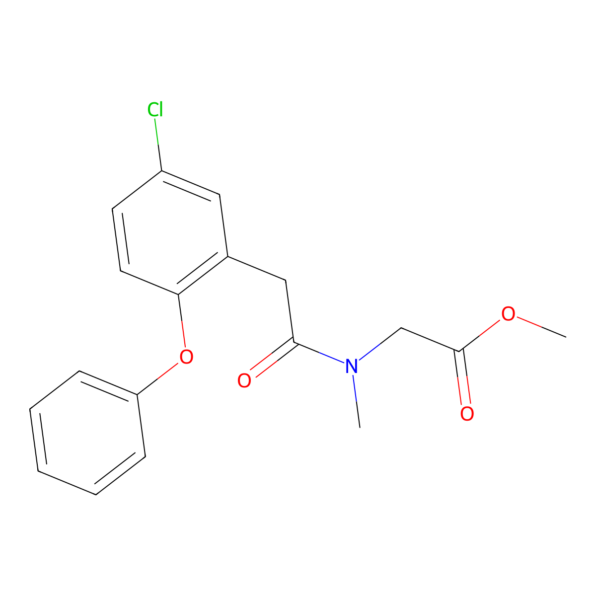 methyl 2-(2-(5-chloro-2-phenoxyphenyl)-N-methylacetamido)acetate molecular structure, CAS 1180843-76-8