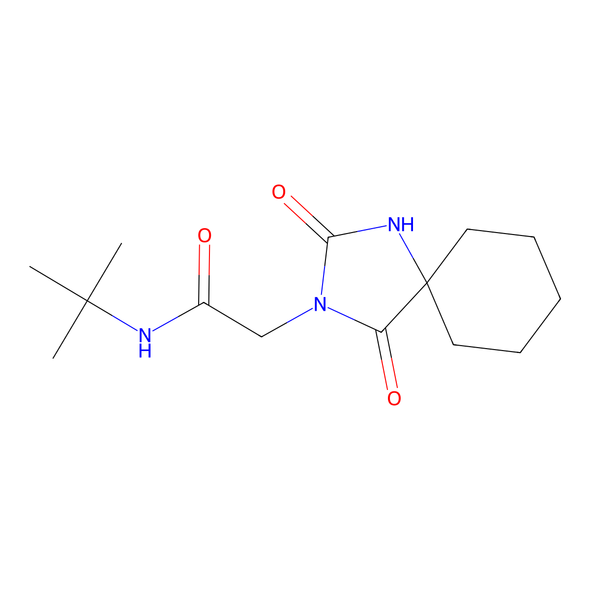 N-(tert-butyl)-2-(2,4-dioxo-1,3-diazaspiro[4.5]dec-3-yl)acetamide molecular structure, CAS 1180894-67-0