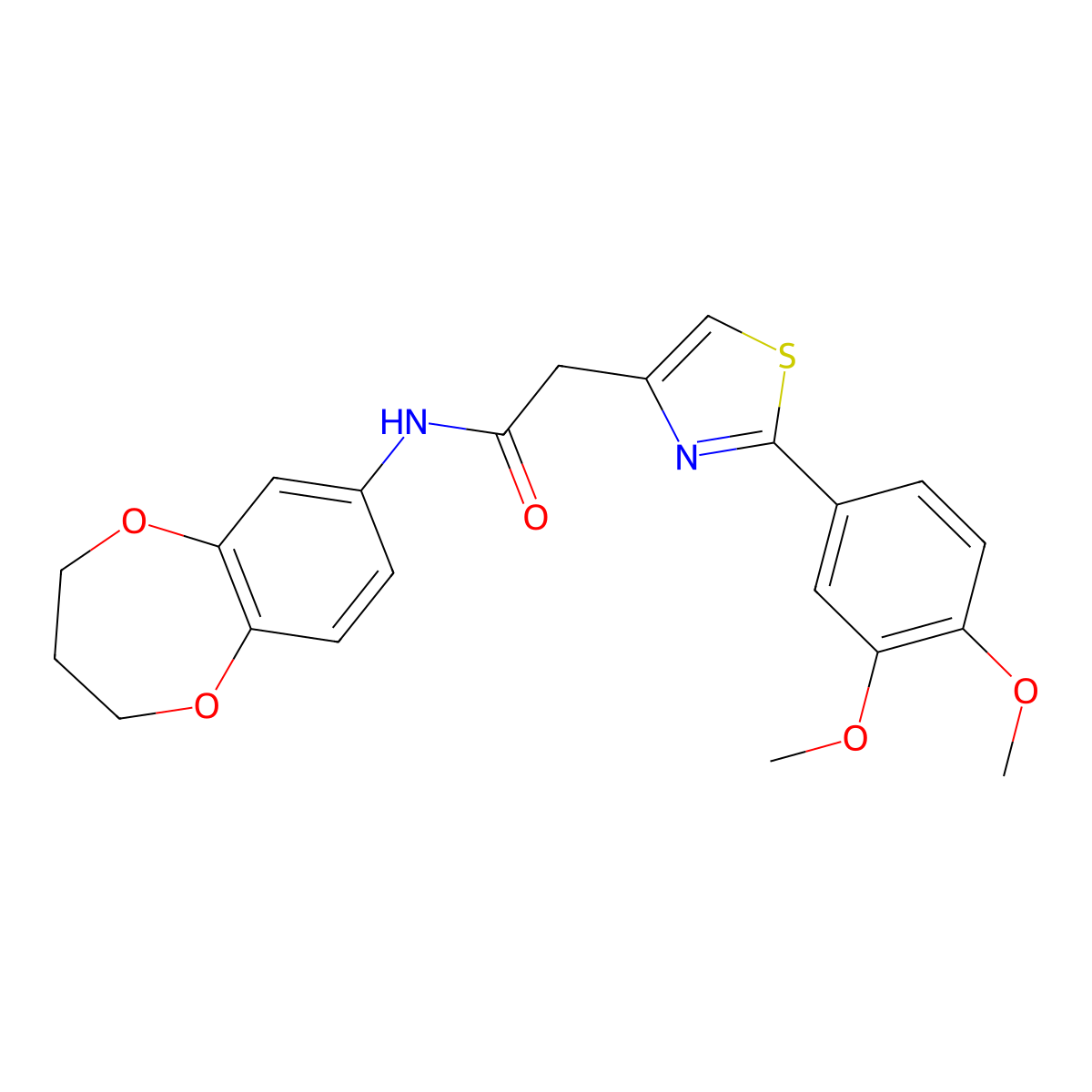 N-(3,4-dihydro-2H-1,5-benzodioxepin-7-yl)-2-[2-(3,4-dimethoxyphenyl)-1,3-thiazol-4-yl]acetamide molecular structure, CAS 1180901-06-7