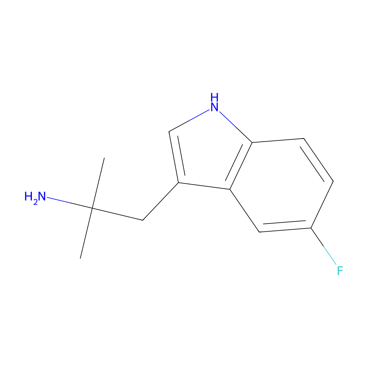 1-(5-fluoro-1H-indol-3-yl)-2-methylpropan-2-amine molecular structure, CAS 118096-08-5