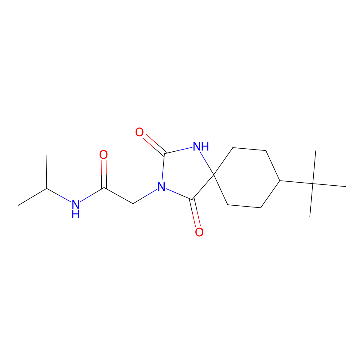 2-(8-tert-butyl-2,4-dioxo-1,3-diazaspiro[4.5]dec-3-yl)-N-isopropylacetamide molecular structure, CAS 1180982-83-5