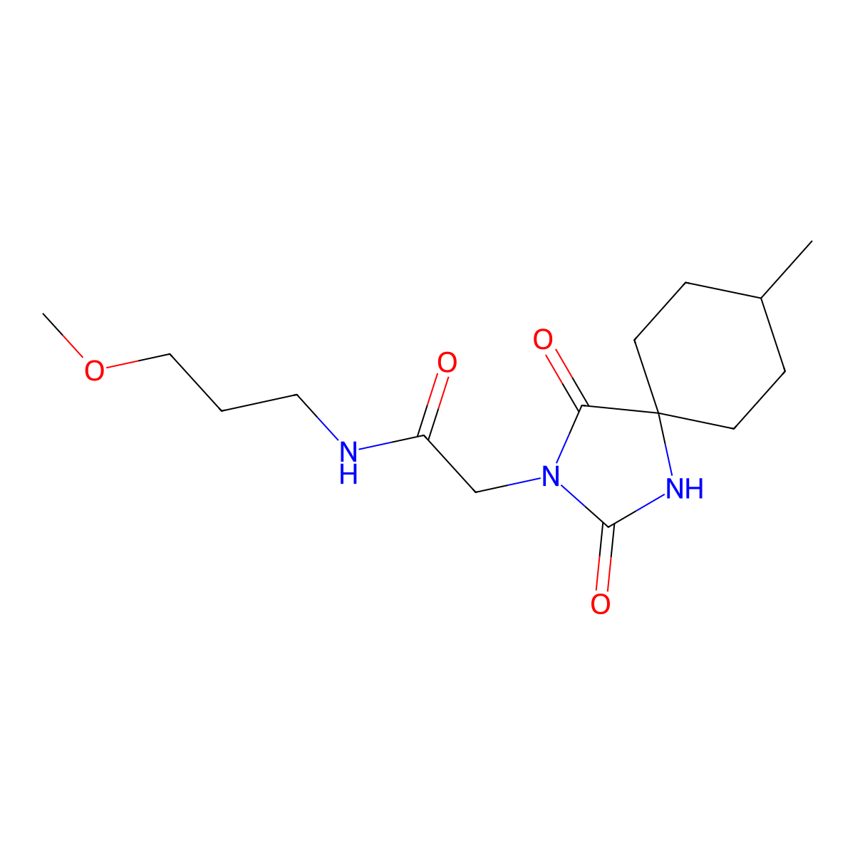 N-(3-methoxypropyl)-2-(8-methyl-2,4-dioxo-1,3-diazaspiro[4.5]dec-3-yl)acetamide molecular structure, CAS 1181129-88-3