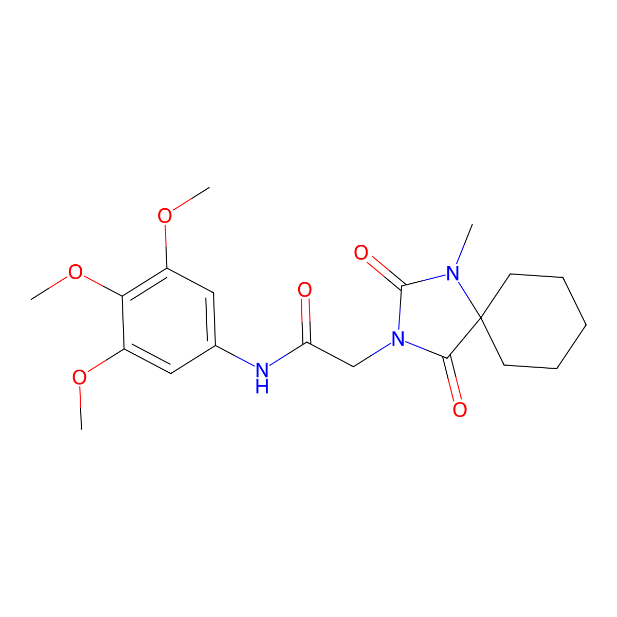 2-(1-methyl-2,4-dioxo-1,3-diazaspiro[4.5]dec-3-yl)-N-(3,4,5-trimethoxyphenyl)acetamide molecular structure, CAS 1181149-02-9