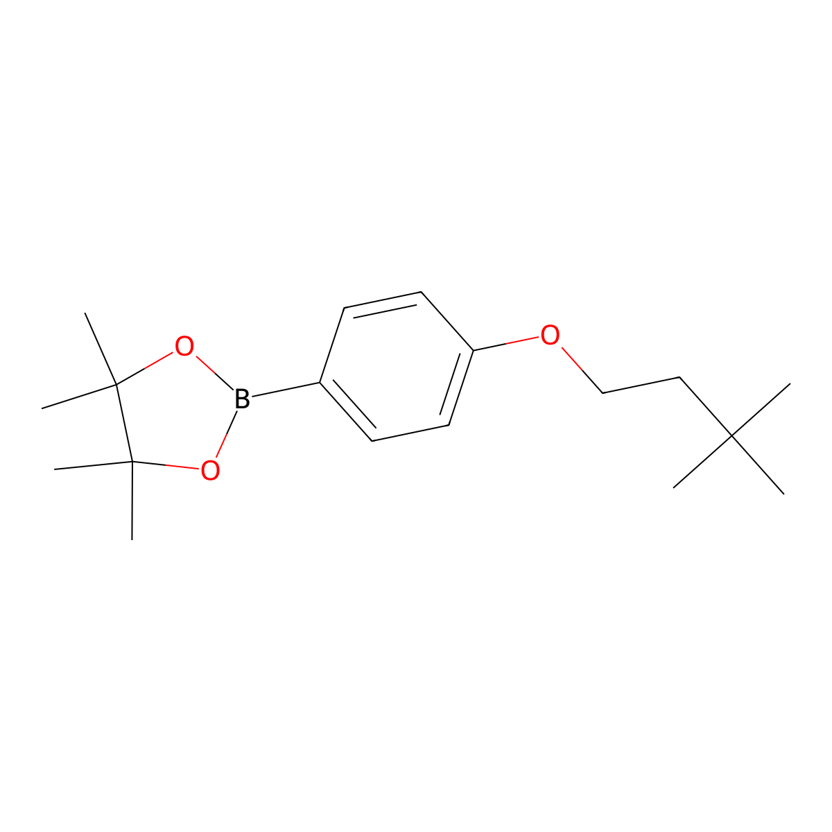 2-[4-(3,3-Dimethyl-butoxy)-phenyl]-4,4,5,5-tetramethyl-[1,3,2]dioxaborolane molecular structure, CAS 1181210-10-5