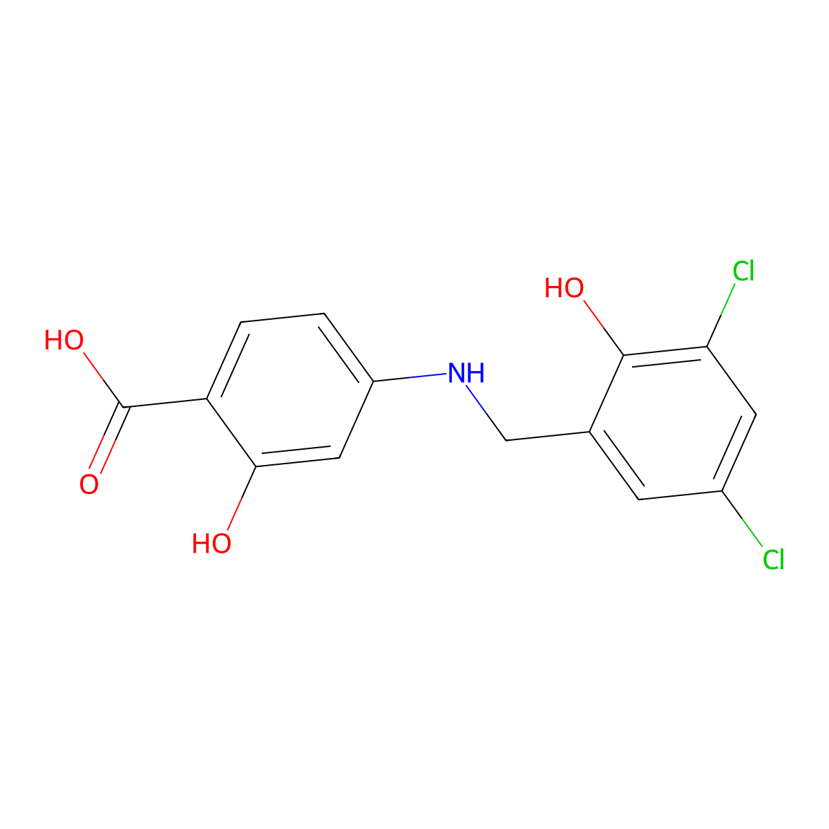 4-((3,5-Dichloro-2-hydroxybenzyl)amino)-2-hydroxybenzoic acid molecular structure, CAS 1181226-02-7