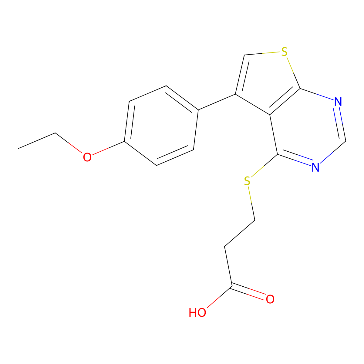 3-[5-(4-Ethoxyphenyl)thieno[2,3-d]pyrimidin-4-yl]sulfanylpropanoic acid molecular structure, CAS 1181227-92-8