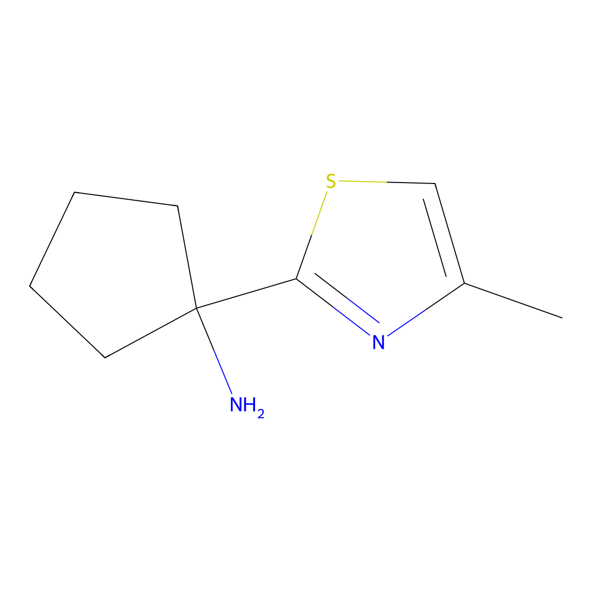 1-(4-Methyl-1,3-thiazol-2-yl)cyclopentan-1-amine molecular structure, CAS 1181234-20-7