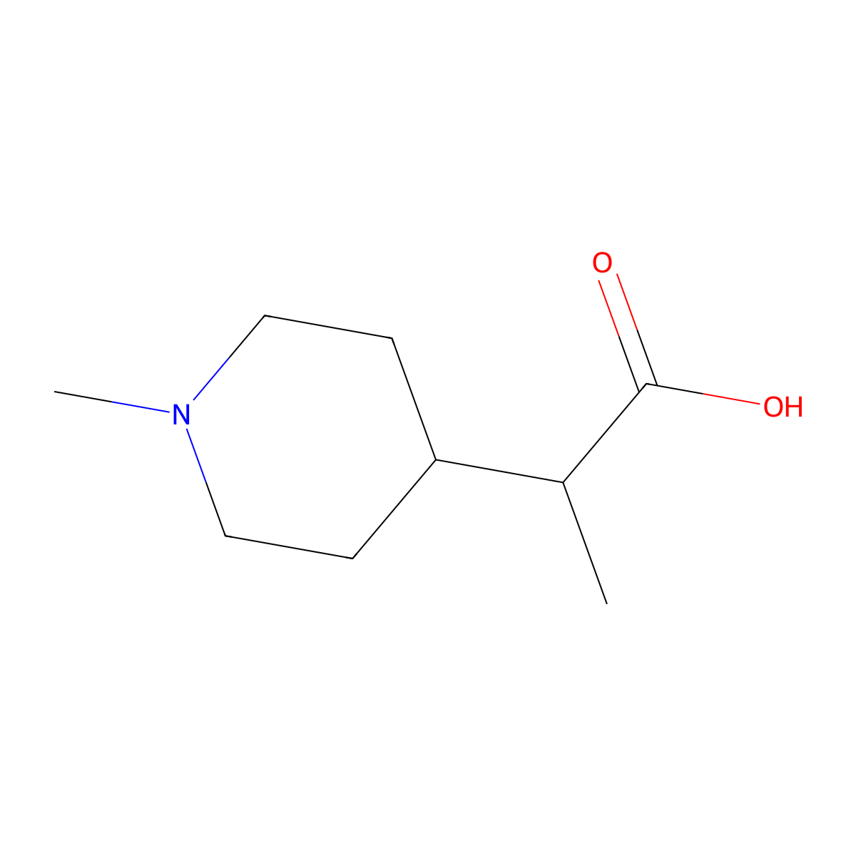 2-(1-Methylpiperidin-4-yl)propanoic acid molecular structure, CAS 1181234-55-8