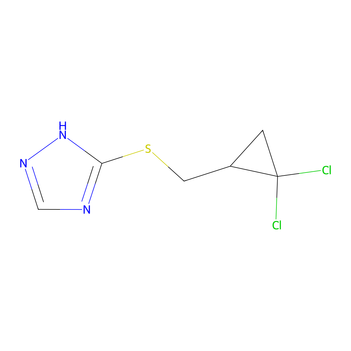 1H-1,2,4-Triazole, 3-[[(2,2-dichlorocyclopropyl)methyl]thio]- molecular structure, CAS 118124-76-8