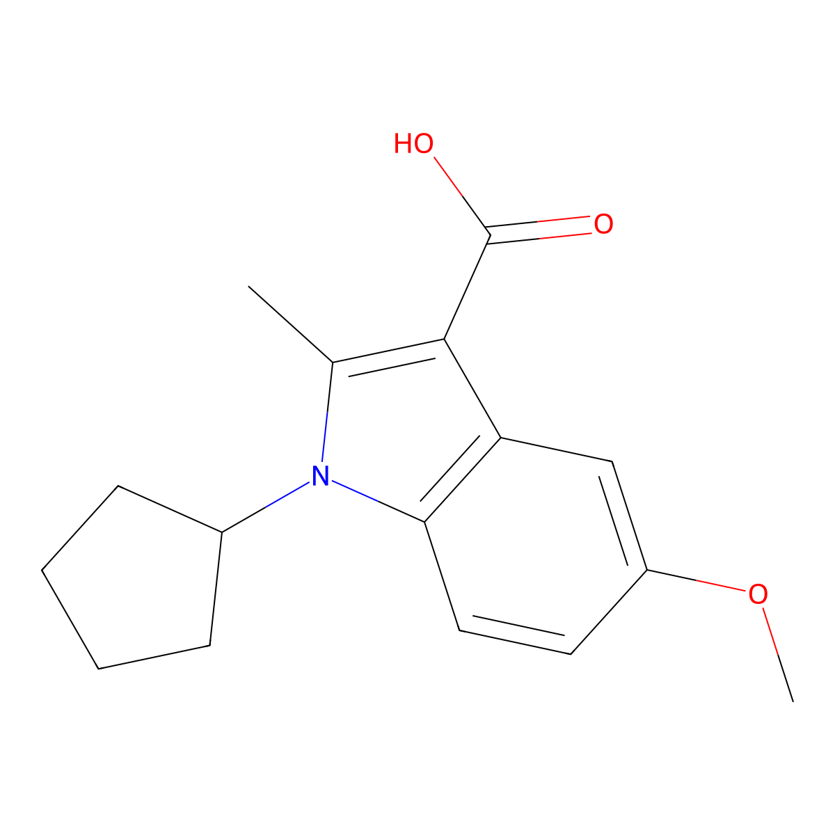1-cyclopentyl-5-methoxy-2-methyl-1H-indole-3-carboxylic acid molecular structure, CAS 1181245-35-1
