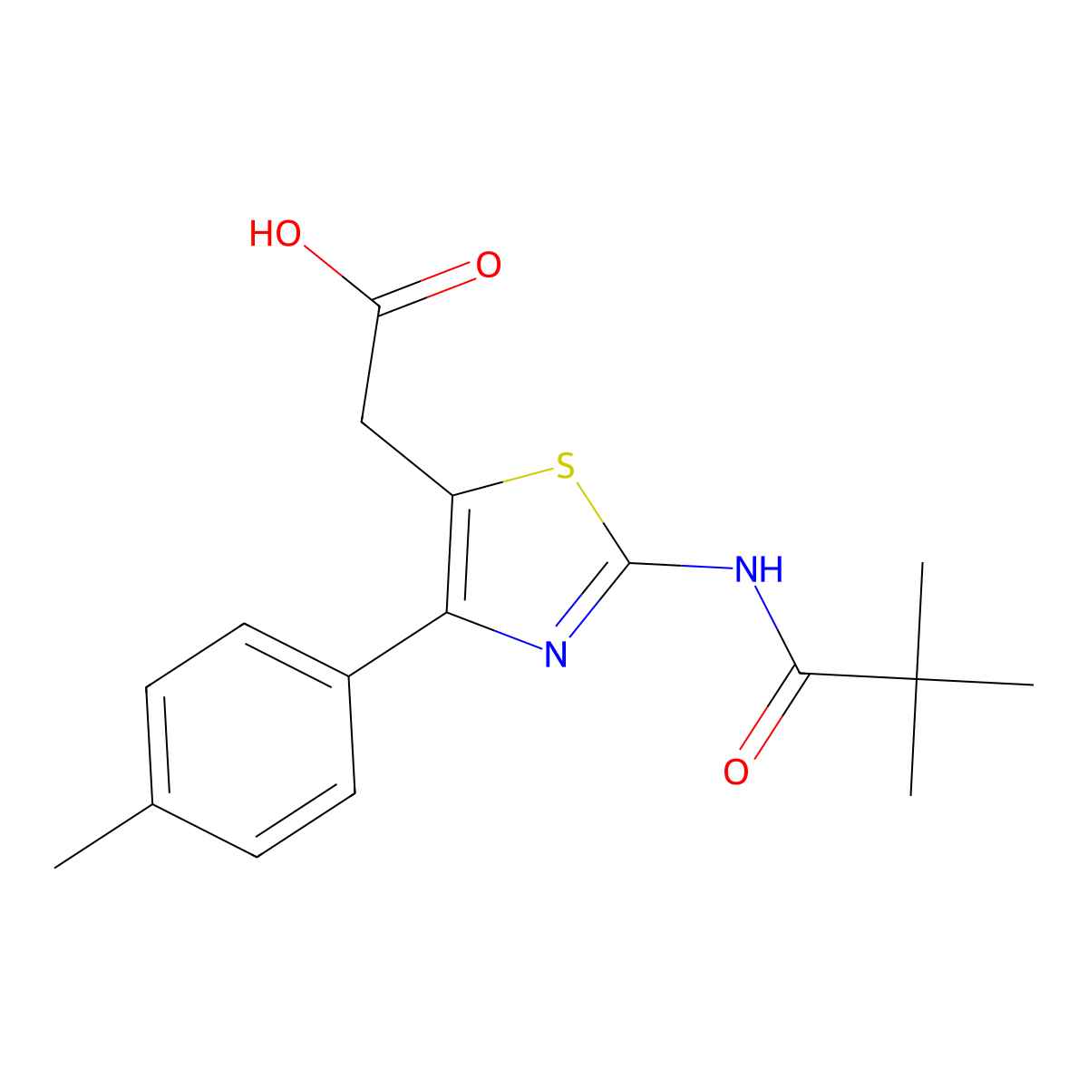 2-(2-Pivalamido-4-(p-tolyl)thiazol-5-yl)acetic acid molecular structure, CAS 1181254-95-4
